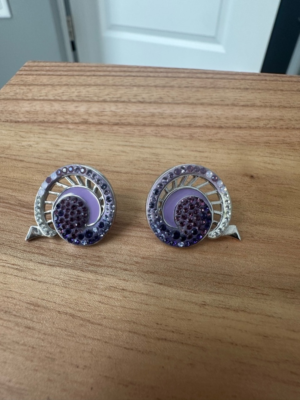 Swarovski Purple Spiral Crystal Clip-On Earrings